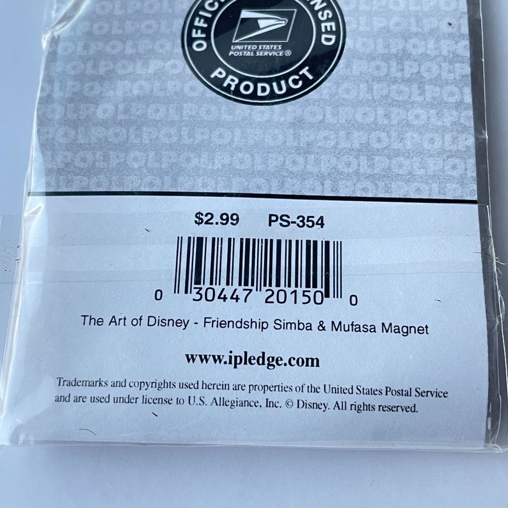 USPS The Art Of Disney Simba And Mufasa Friendship Stamp Lapel Pin and Magnet - Picture 6 of 11